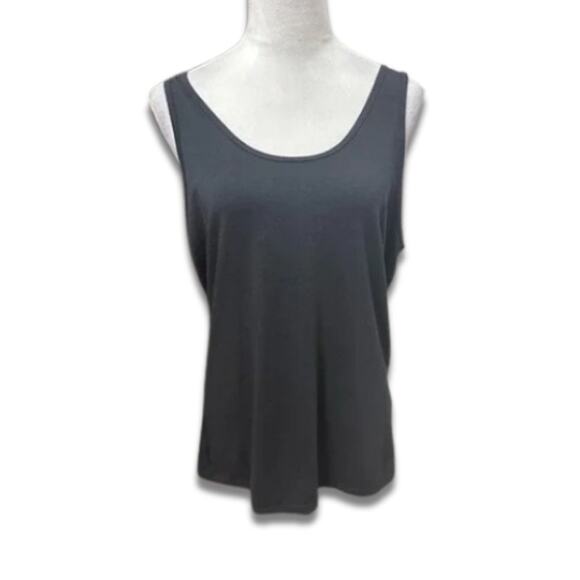 Nordstrom Tank Top Sleeveless Scoop Neck Cotton Blend Stretchy Black W XXL NWOT - Picture 1 of 7
